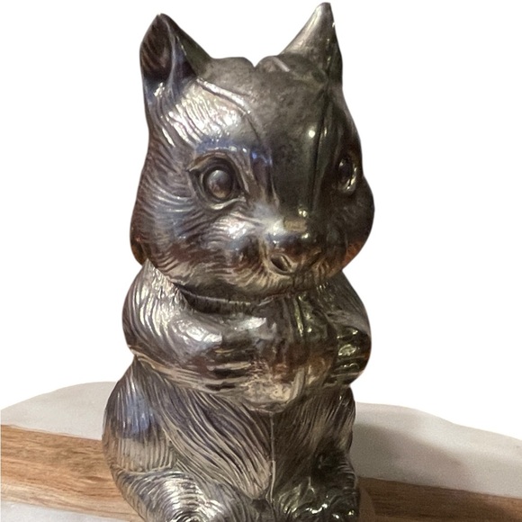 Vintage Cast Metal Squirrel Piggy Bank 1950s Japan Woodland Decor Accent Critter - Picture 5 of 7